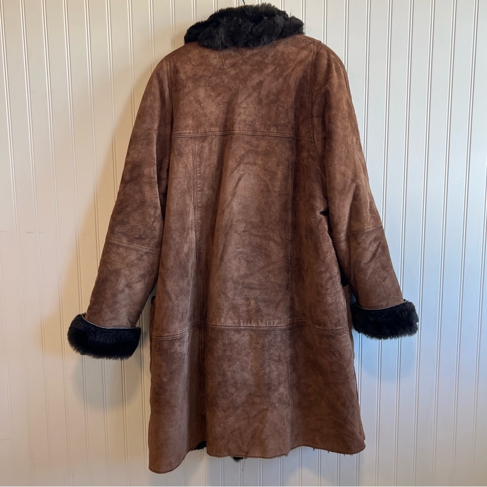 Mob wife phase 2 leather suede jacket size medium faux fur lining brown - Picture 2 of 11